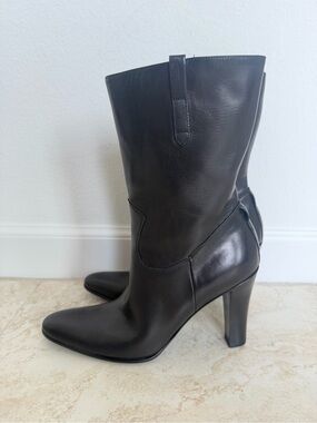 RALPH LAUREN COLLECTION Purple Label Heeled Leather Boots